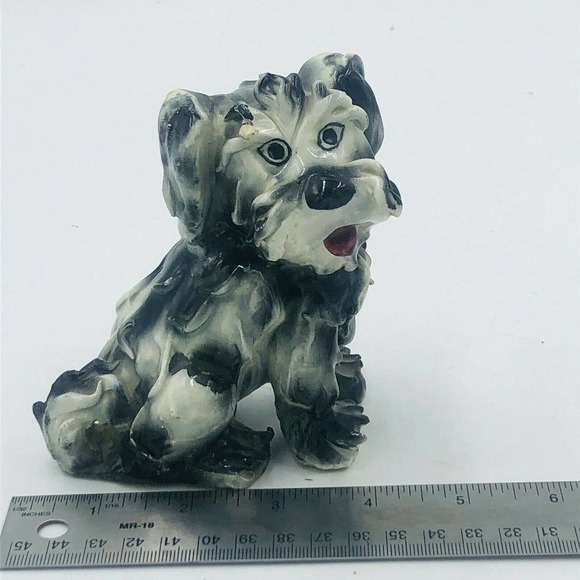 Vintage Spaghetti Dog Scruffy Terrier Pottery Hand Painted Italy 5" - Picture 8 of 9